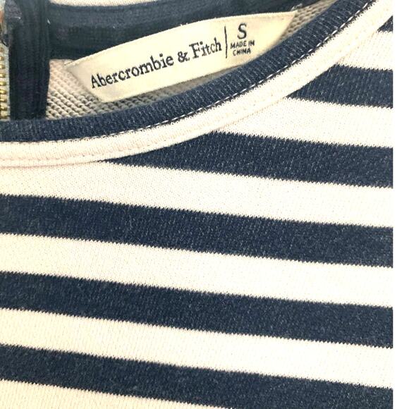Abercrombie & Fitch Breton Stripe Shirt S Women’s Black White Zipper Nautical - Picture 3 of 5